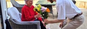 Surprising resident with flowers